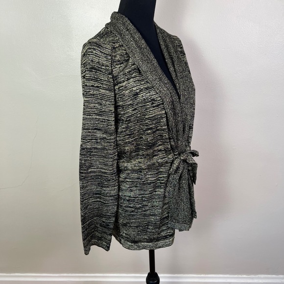 Jones New York Signature Metallic Knit Cardigan Tie Front Womens Size Large - Picture 4 of 9